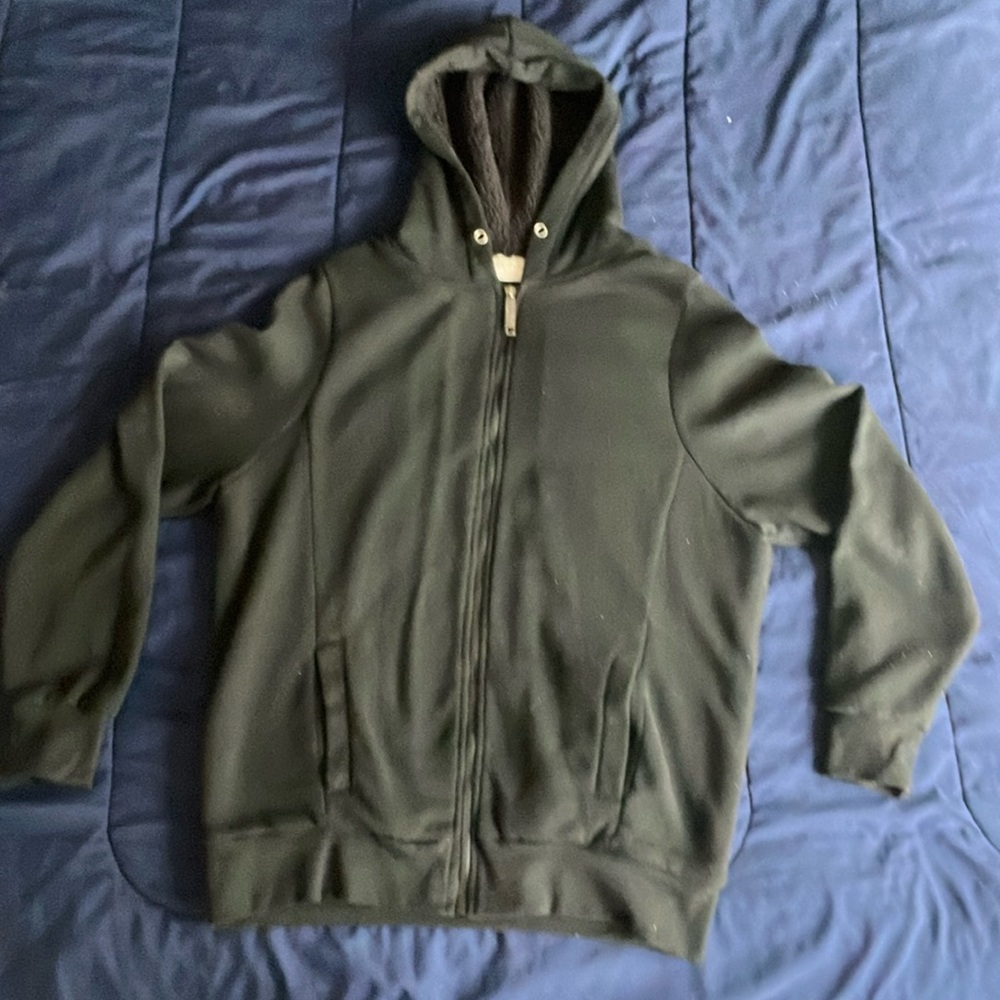 fleece lined zip up hooded sweatshirt